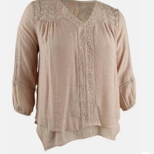 Style & Co women’s layered hem crochet lace detail blouse Size Large